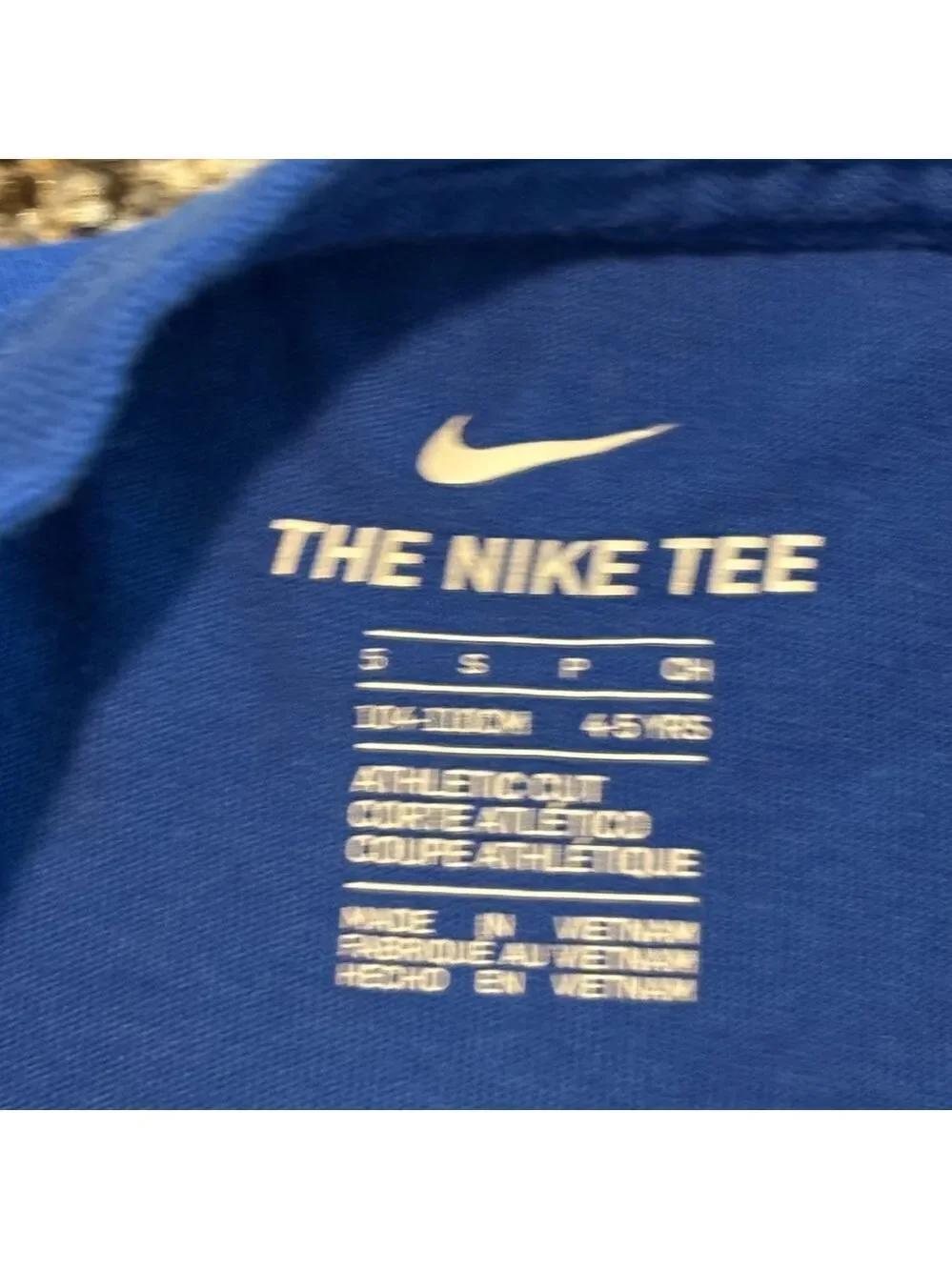 Nike Kids Boy Small 4/5 Blue Graphic Tee with Football Design